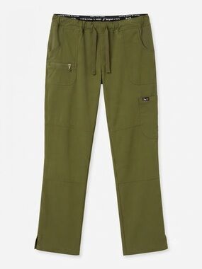 Men's Olive Green Work Pants with Drawstring Waist